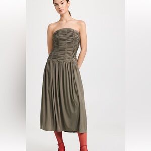 NWT Tibi Drapey Jersey Ruched Strapless Dress - S6